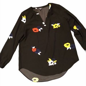 Madison Black Floral Long Blouse Top